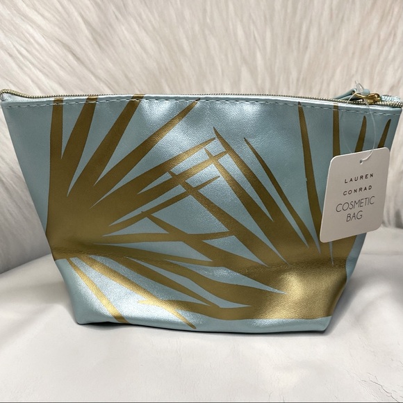 LAUREN CONRAD Aloha Cosmetic Bag Blue & Gold - Picture 3 of 7